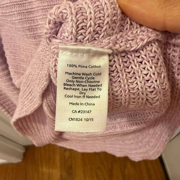 Talbots Womens Size L Lilac 100% Pima Cotton Knit Sweater Long Sleeve *flaw* - Picture 5 of 12
